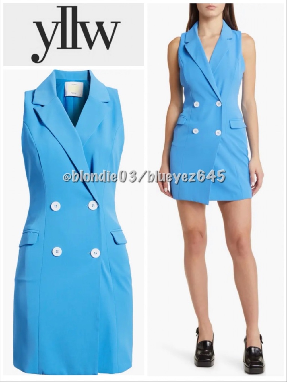 Yellow The Label Liv Sleeveless Blazer Dress M